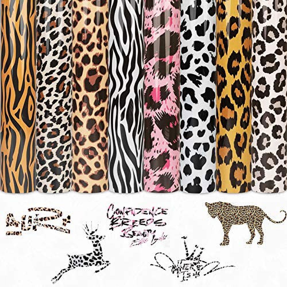 Tintnut Leopard Heat Transfer Vinyl-Cheetah-8 Sheets HTV Bundle - 12 x 10  inch Iron on Vinyl Animal Patterned Assorted Colors Heat Transfer  Camouflage